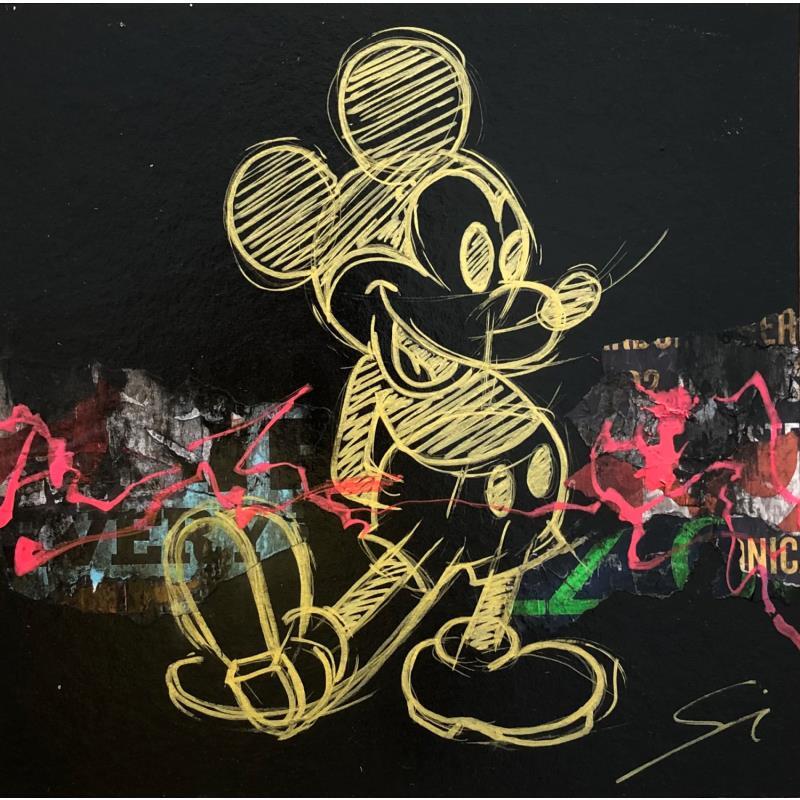 Painting MICKEY IN GOLD STREET by Mestres Sergi | Painting Pop art Acrylic, Graffiti Pop icons