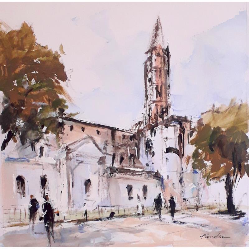 Painting cathedrale st sernin by Poumelin Richard | Painting Figurative Landscapes Life style Oil Acrylic Ink