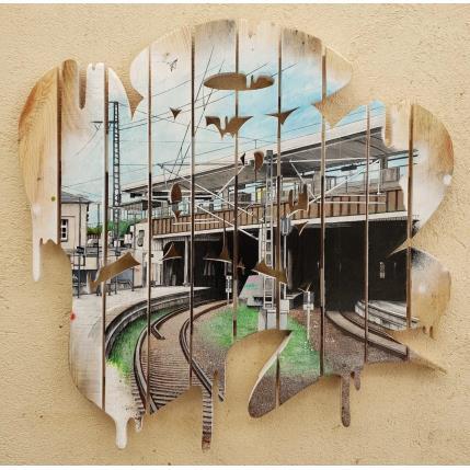 Gemälde Bahnhof  von Lassalle Ludo | Gemälde Street art Acryl, Graffiti, Holz Urban