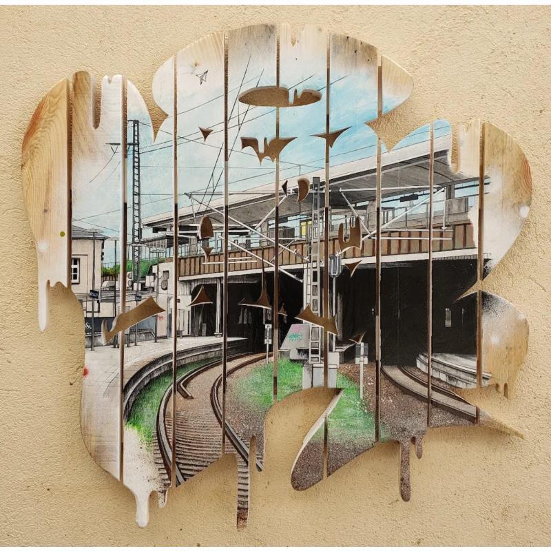 Painting Bahnhof  by Lassalle Ludo | Painting Street art Urban Graffiti Wood Acrylic