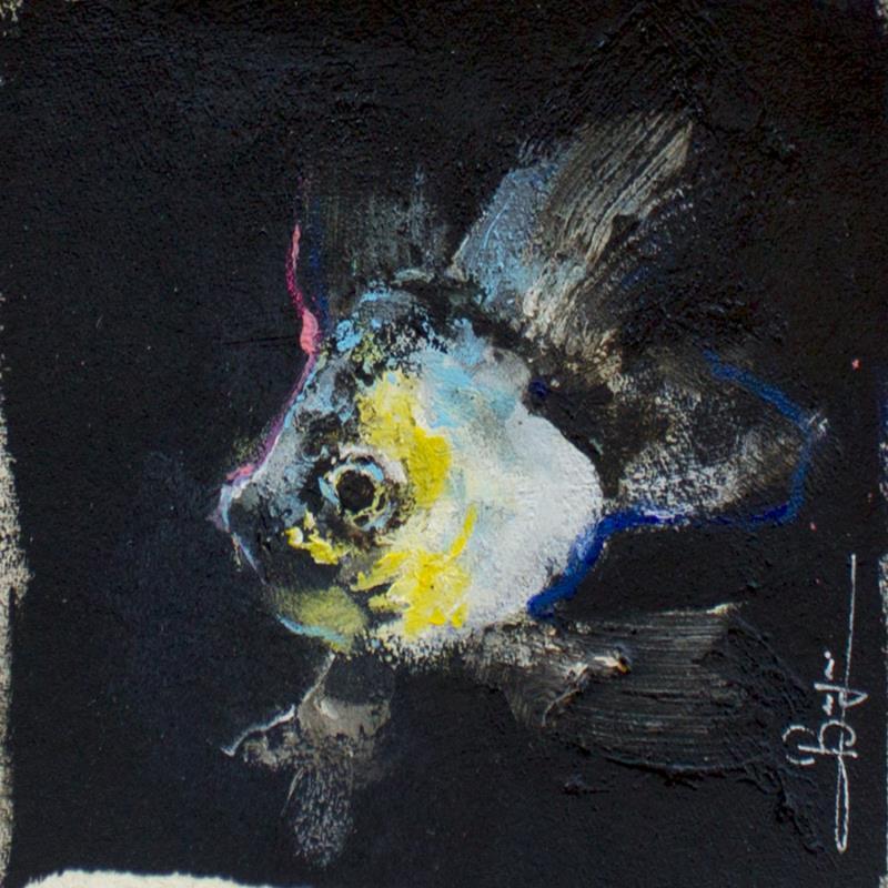 Gemälde Bubule jaune et bleu von Bergues Laurent | Gemälde Figurativ Acryl Tiere