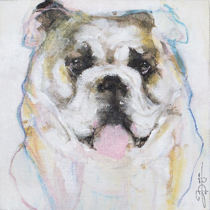 Painting Bull Dog by Bergues Laurent | Painting Figurative Animals Watercolor Acrylic