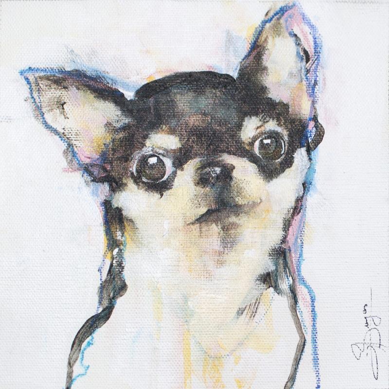 Painting Chiwawa by Bergues Laurent | Painting Figurative Animals Watercolor Acrylic