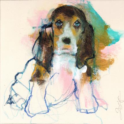 Painting Chiot Beagle by Bergues Laurent | Painting Figurative Acrylic, Watercolor Animals, Pop icons