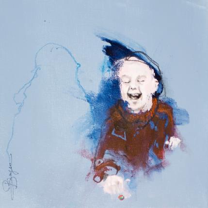 Painting Môme jeux de billes by Bergues Laurent | Painting Figurative Acrylic, Charcoal, Watercolor Child, Portrait