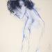 Gemälde Jeune homme bleu von Bergues Laurent | Gemälde Figurativ Porträt Akt Aquarell Pappe Acryl