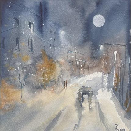 Painting Moonlit Night by Lida Khomykova | Painting Figurative Watercolor Pop icons