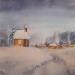 Gemälde Winter Evening von Lida Khomykova | Gemälde Figurativ Aquarell