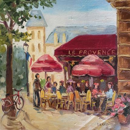 Painting Café le Provence by Arkady | Painting Figurative Oil