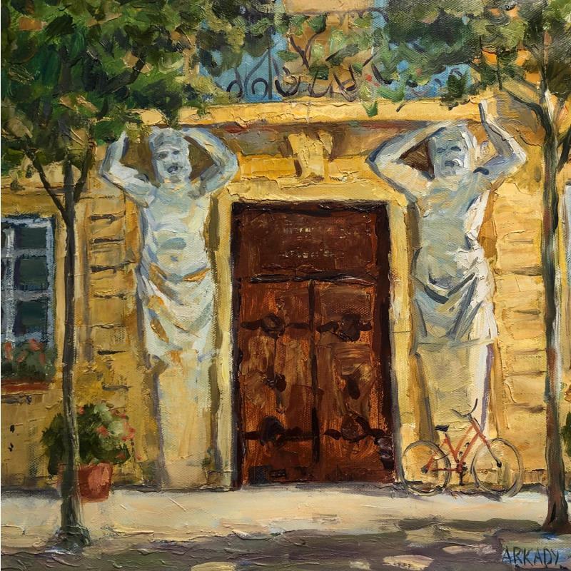 Painting Les deux Atlants by Arkady | Painting Figurative Architecture Oil