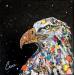 Peinture Aigle veilleur de nuit par Croce | Tableau Figuratif Animaux Carton Acrylique