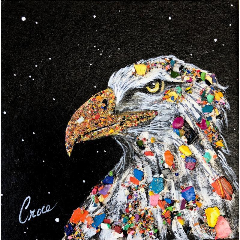 Painting Aigle veilleur de nuit by Croce | Painting Figurative Animals Cardboard Acrylic