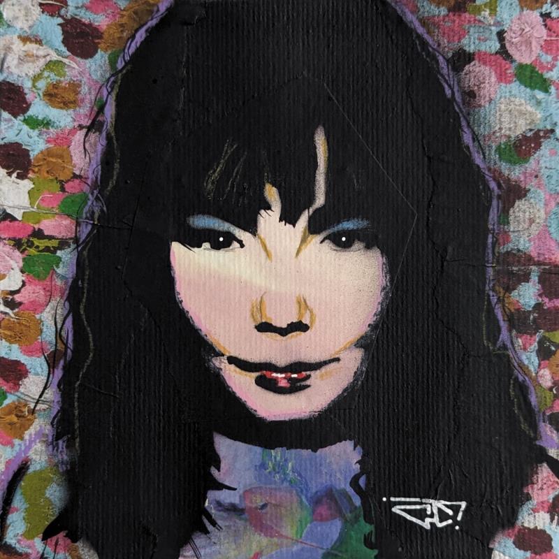 Painting Björk by G. Carta | Painting Pop-art Pop icons Graffiti Acrylic Gluing Posca Ink Paper