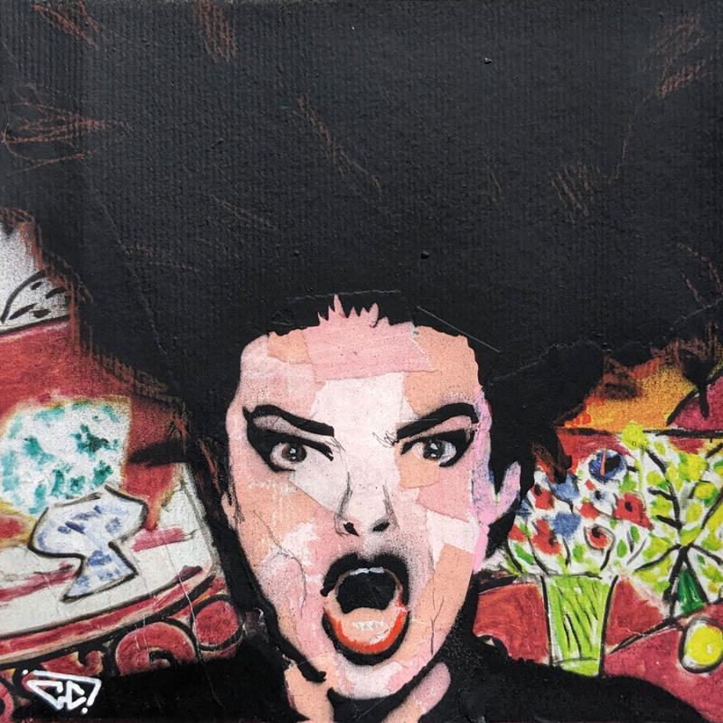 Gemälde Nina Hagen von G. Carta | Gemälde Pop-Art Porträt Musik Pop-Ikonen Graffiti Acryl Collage Posca Tinte