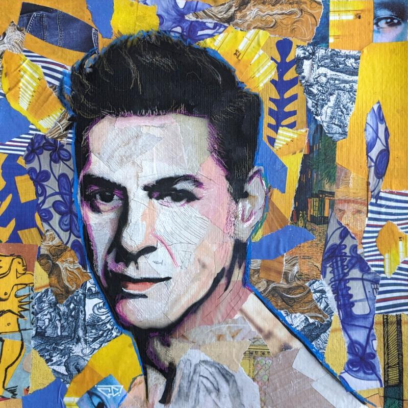 Peinture Etienne Daho par G. Carta | Tableau Pop-art Acrylique, Collage, Encre, Graffiti, Papier, Posca Icones Pop, Musique, Portraits