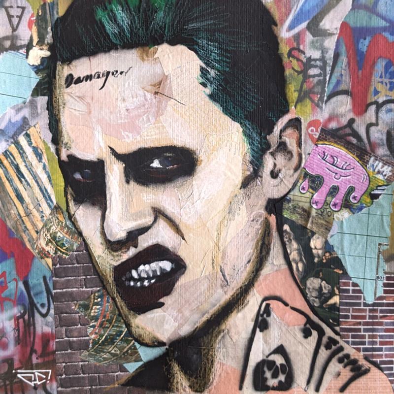 Painting Le Joker  by G. Carta | Painting Pop-art Acrylic, Gluing, Graffiti, Ink, Paper, Posca Cinema, Pop icons, Portrait