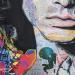 Gemälde Jim Morrison von G. Carta | Gemälde Pop-Art Porträt Musik Pop-Ikonen Graffiti Acryl Collage