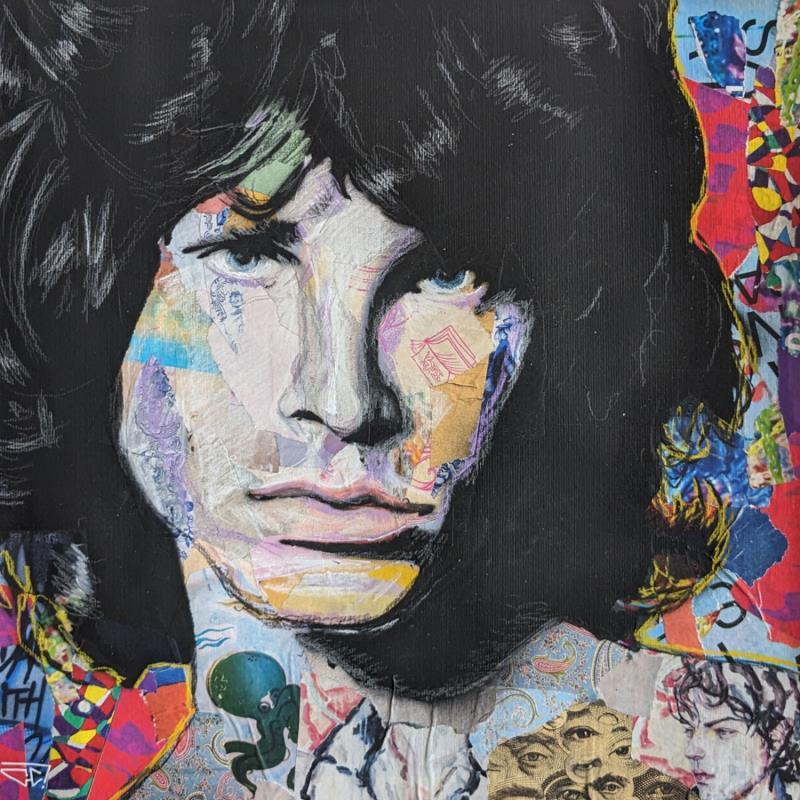 Peinture Jim Morrison par G. Carta | Tableau Pop-art Acrylique, Collage, Graffiti Icones Pop, Musique, Portraits