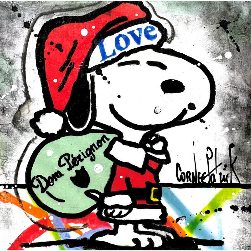 Peinture Snoopy loves Dom Pérignon par Cornée Patrick | Tableau Pop-art Icones Pop Graffiti Huile