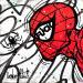 Peinture Spiderman, fuck par Cornée Patrick | Tableau Pop-art Cinéma Graffiti Huile