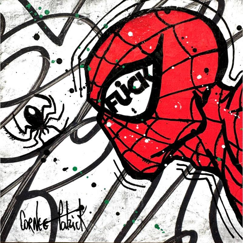 Peinture Spiderman, fuck par Cornée Patrick | Tableau Pop-art Graffiti, Huile Cinéma