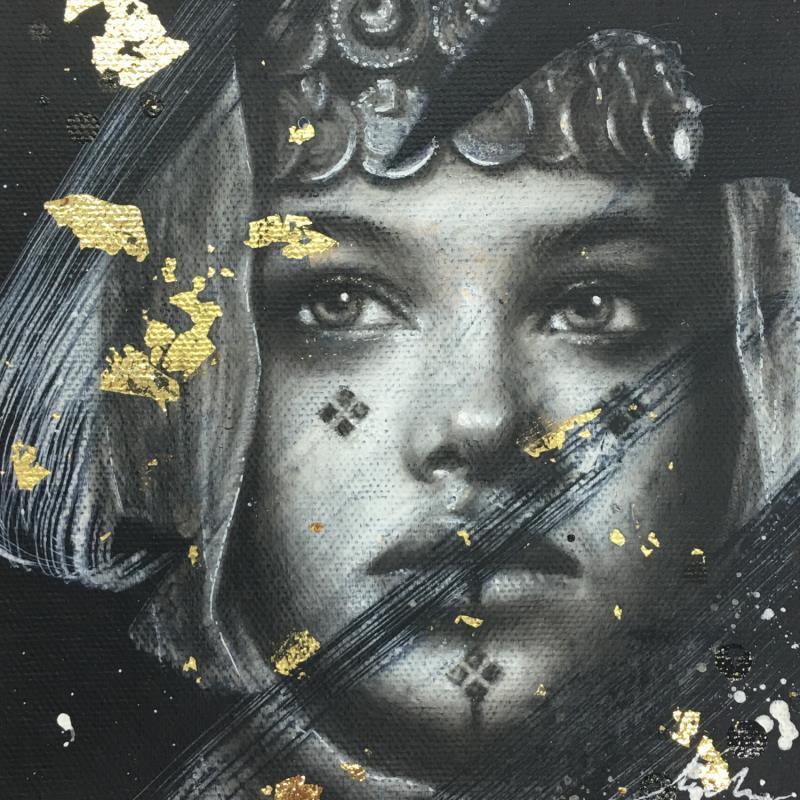 Painting Gaïa by Valade Leslie | Painting Figurative Acrylic, Gold leaf Portrait