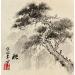 Painting Cliff pine tree  by Yu Huan Huan | Painting Figurative Landscapes Nature Ink