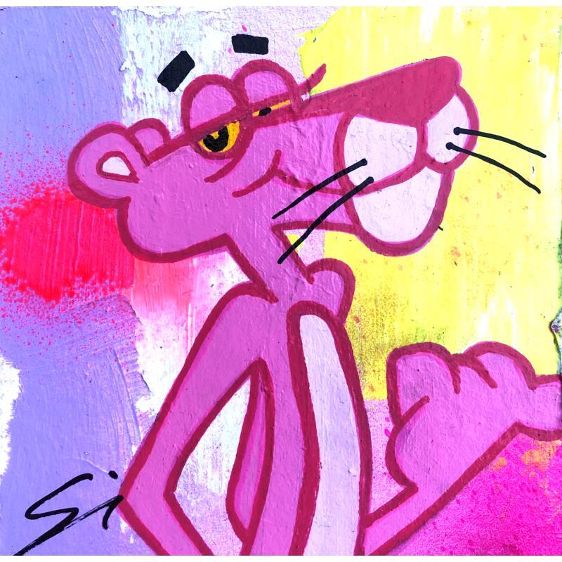 Gemälde Pink panther von Mestres Sergi | Gemälde Pop-Art Pop-Ikonen Graffiti Acryl