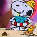 Gemälde Snoopy in summer von Mestres Sergi | Gemälde Pop-Art Pop-Ikonen Graffiti Acryl