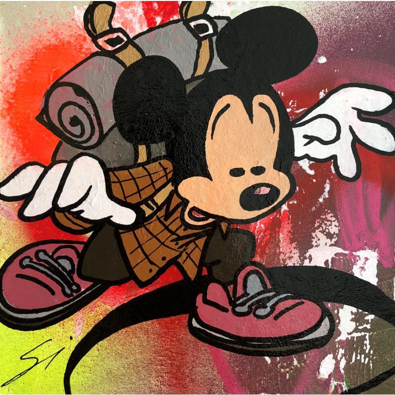 Peinture Mickey searching par Mestres Sergi | Tableau Pop-art Icones Pop Graffiti Acrylique