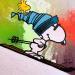 Gemälde Snoopy at the mountain von Mestres Sergi | Gemälde Pop-Art Pop-Ikonen Graffiti Acryl