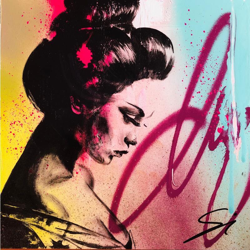 Painting Geisha by Mestres Sergi | Painting Pop-art Acrylic, Graffiti Pop icons, Portrait
