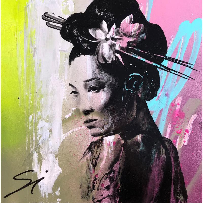 Painting Geisha 2 by Mestres Sergi | Painting Pop-art Acrylic, Graffiti Pop icons, Portrait