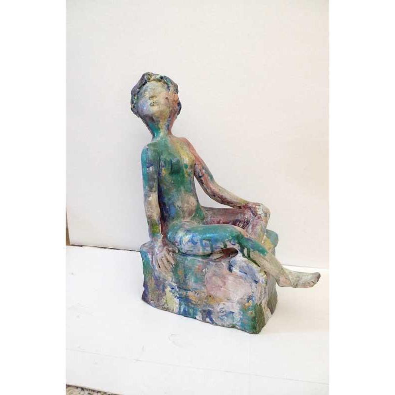 Sculpture La dame de couleurs by De Sousa Miguel | Sculpture Raw art Nude Ceramics