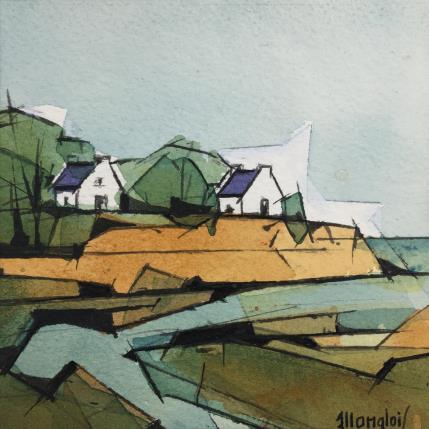 Painting En Bretagne 1 by Langlois Jean-Luc | Painting Figurative Watercolor Landscapes