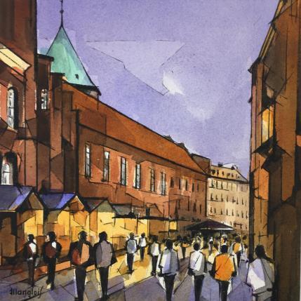 Painting Lübeck by Langlois Jean-Luc | Painting Figurative Watercolor Life style, Urban