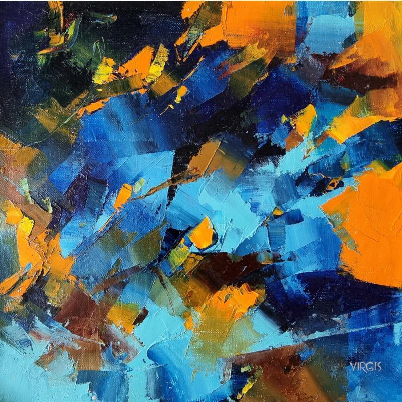 Painting Blue - orange by Virgis | Painting Abstract Minimalist Oil