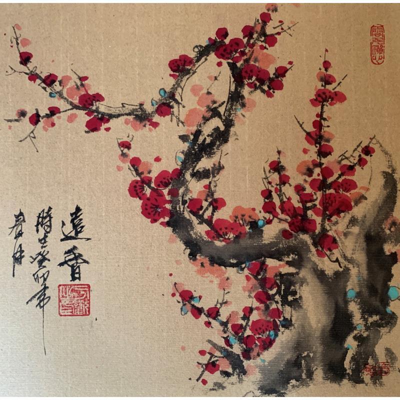 Painting Spring welcoming  by Yu Huan Huan | Painting Figurative Ink Landscapes, Nature