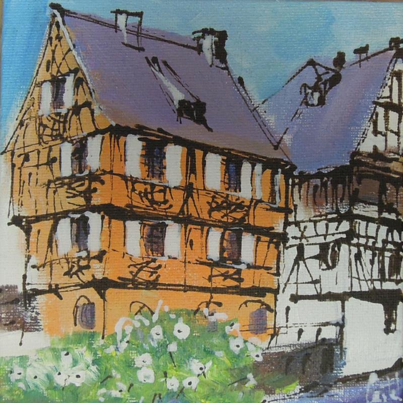 Peinture Strasbourg, Petite France n°197 par Castel Michel | Tableau Figuratif Urbain Acrylique