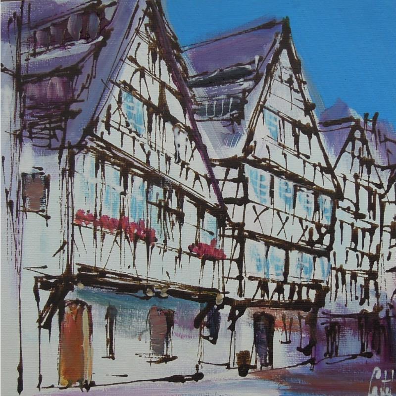 Peinture Strasbourg, Petite France n°194 par Castel Michel | Tableau Figuratif Urbain Acrylique
