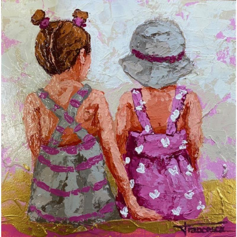 Painting Pequenas flores by Escobar Francesca | Painting Figurative Acrylic, Wood Child, Pop icons