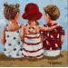 Painting two girls one boy  by Escobar Francesca | Painting Figurative Child Wood Acrylic
