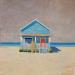 Peinture La maison bleue sur la plage par Foucras François | Tableau Figuratif Huile Acrylique