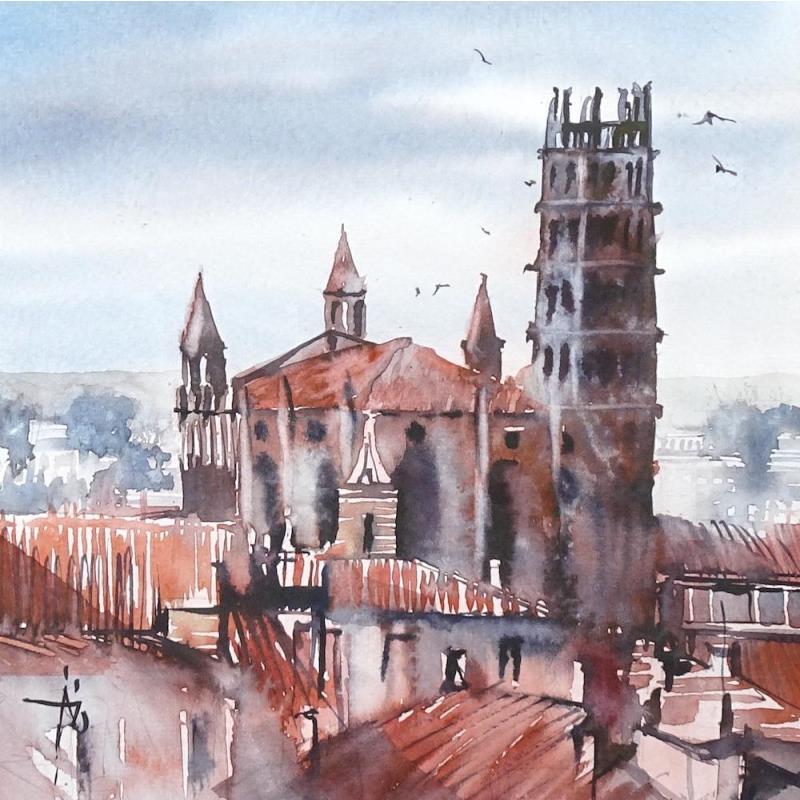 Painting Majestueuse St Sernin by Abbatucci Violaine | Painting Figurative Watercolor Pop icons
