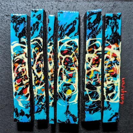 Painting bc6 impression turquoise multi centre by Langeron Luc | Painting Subject matter Acrylic, Resin, Wood