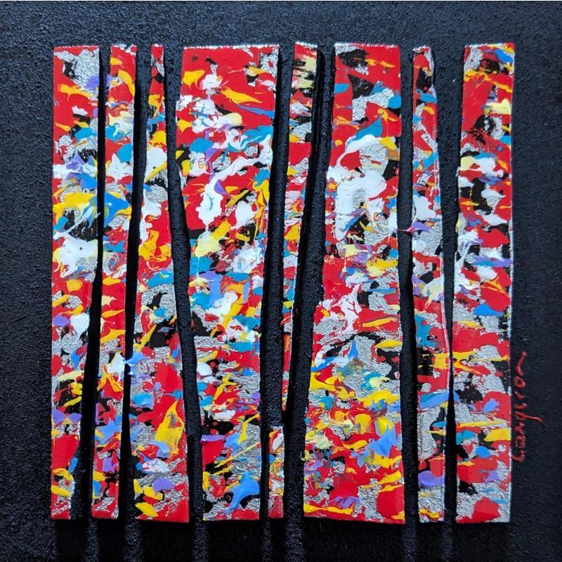 Painting bc8 touche rouge multi argent by Langeron Luc | Painting Subject matter Wood Acrylic Resin