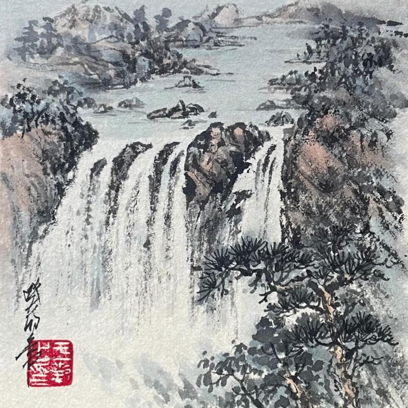 Painting Waterfall  by Yu Huan Huan | Painting Figurative Ink Landscapes