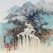 Gemälde Waterfall  von Yu Huan Huan | Gemälde Figurativ Landschaften Tinte