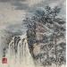 Painting Waterfall  by Yu Huan Huan | Painting Figurative Landscapes Ink