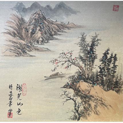 Painting The beauty of lake and mountains  by Yu Huan Huan | Painting Figurative Ink Landscapes, Nature